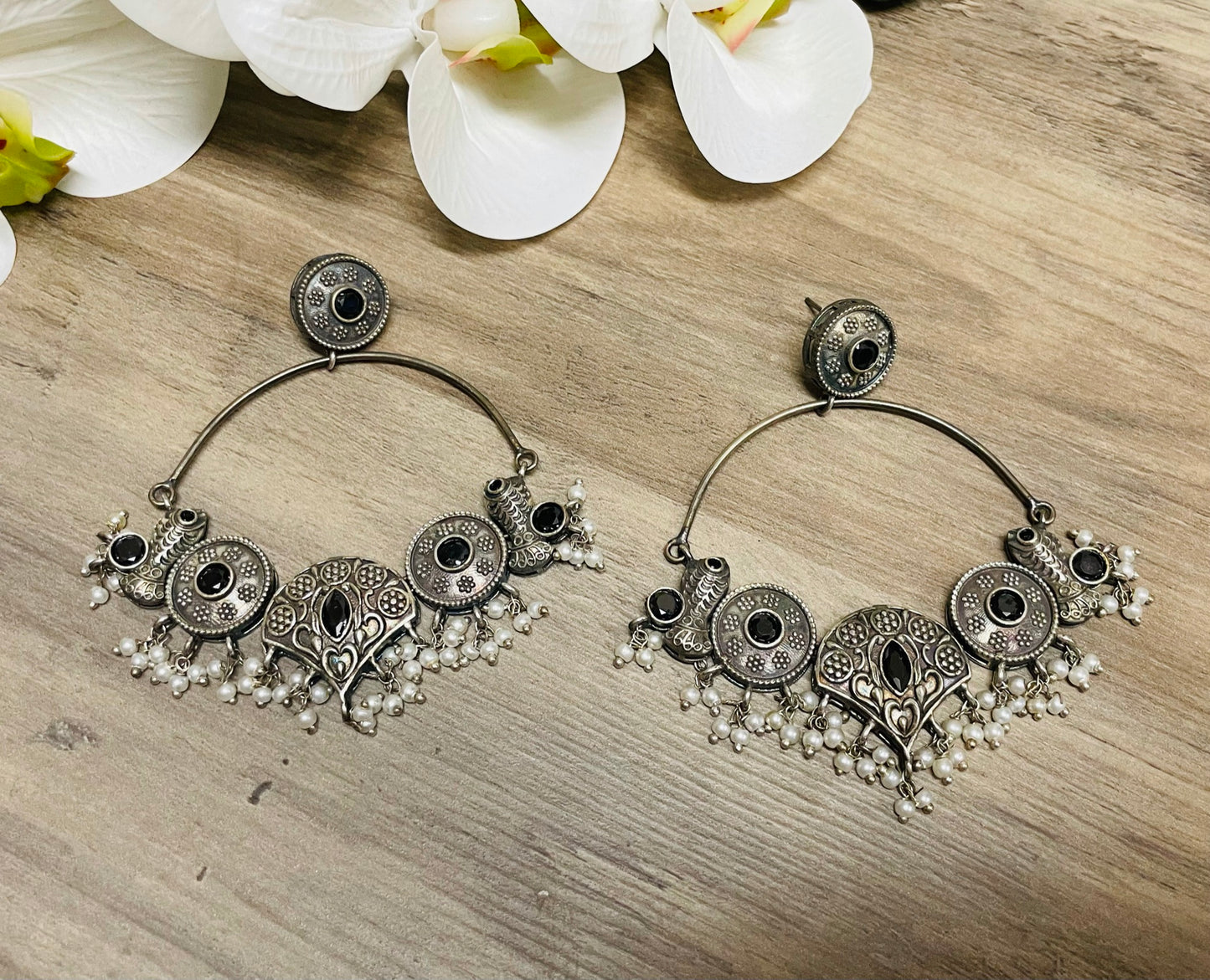 German Silver Statement Earrings