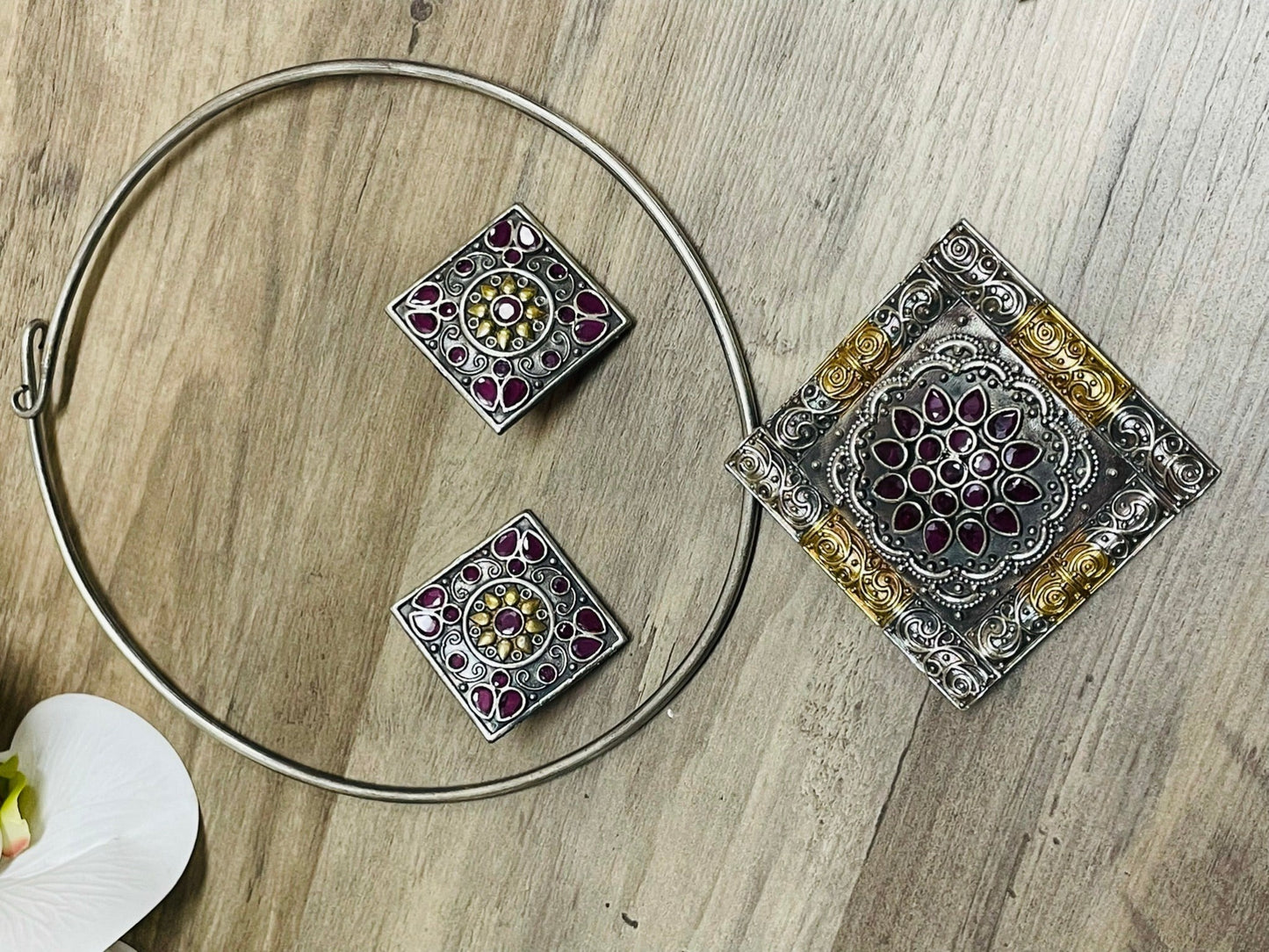 German Silver pendant set - Ruby