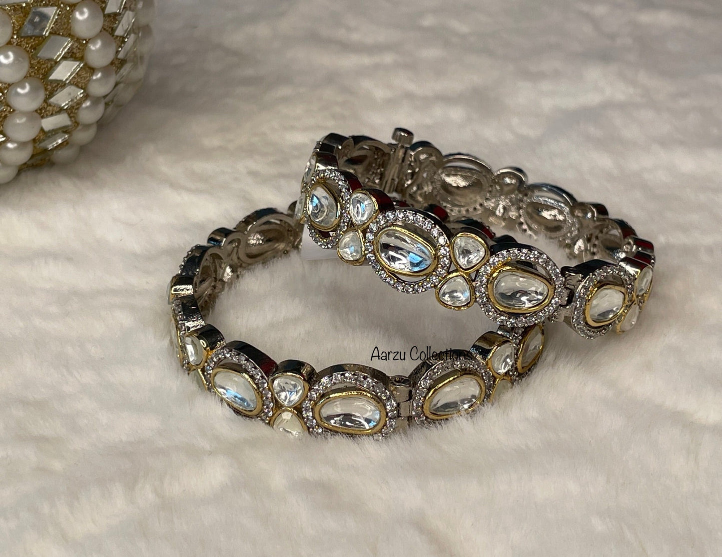 Kundan and AD Openable Bangles