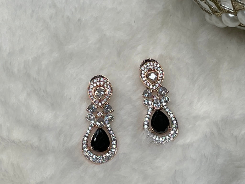 American Diamond Earring With Rose Gold finish