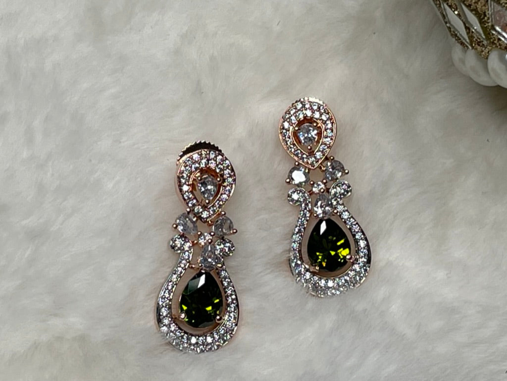 American Diamond Earring With Rose Gold finish