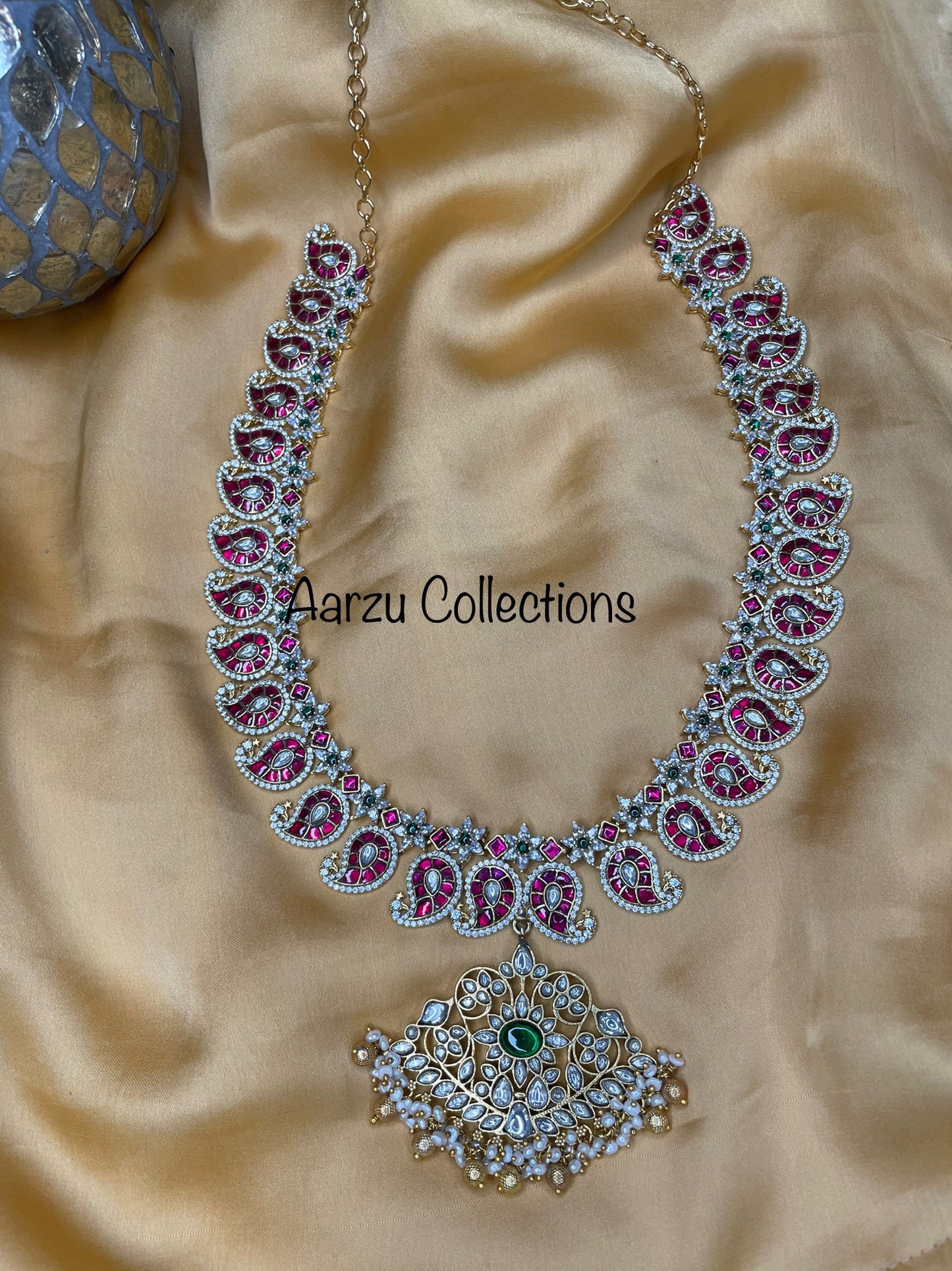 Kundan Jadau and CZ fusion Long Necklace