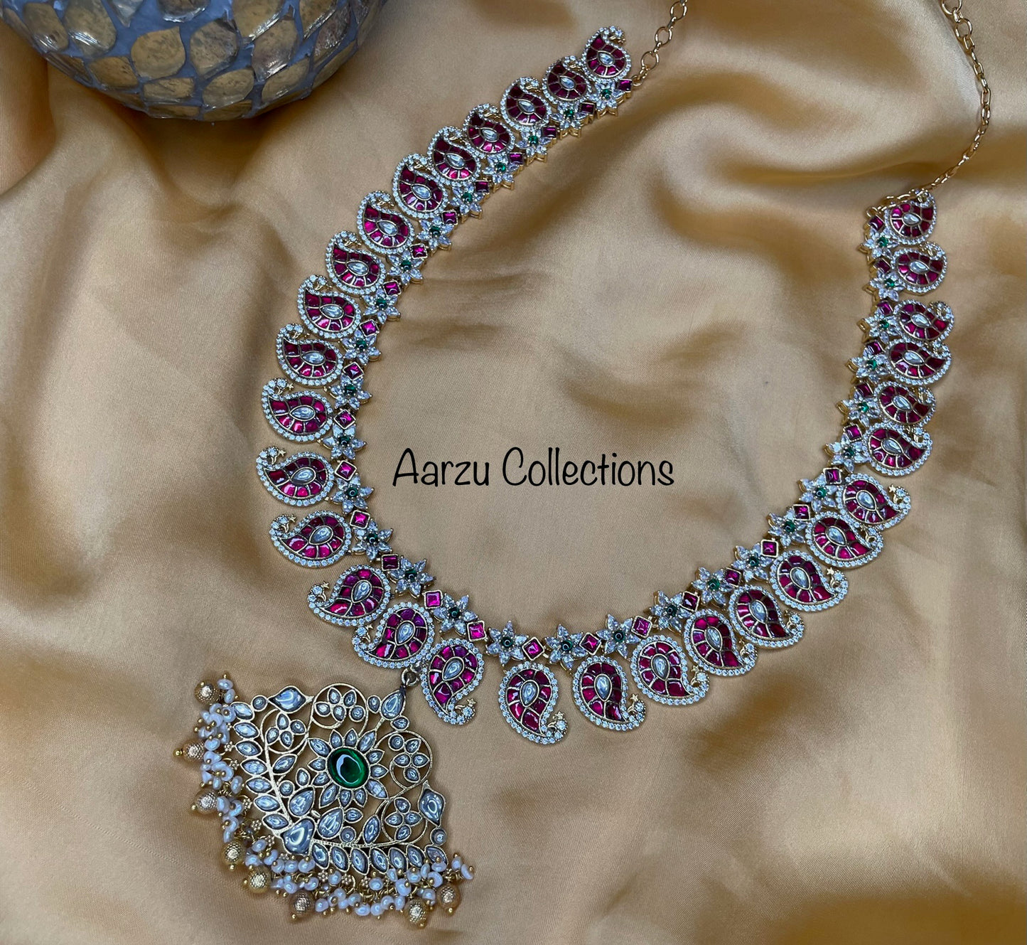 Kundan Jadau and CZ fusion Long Necklace