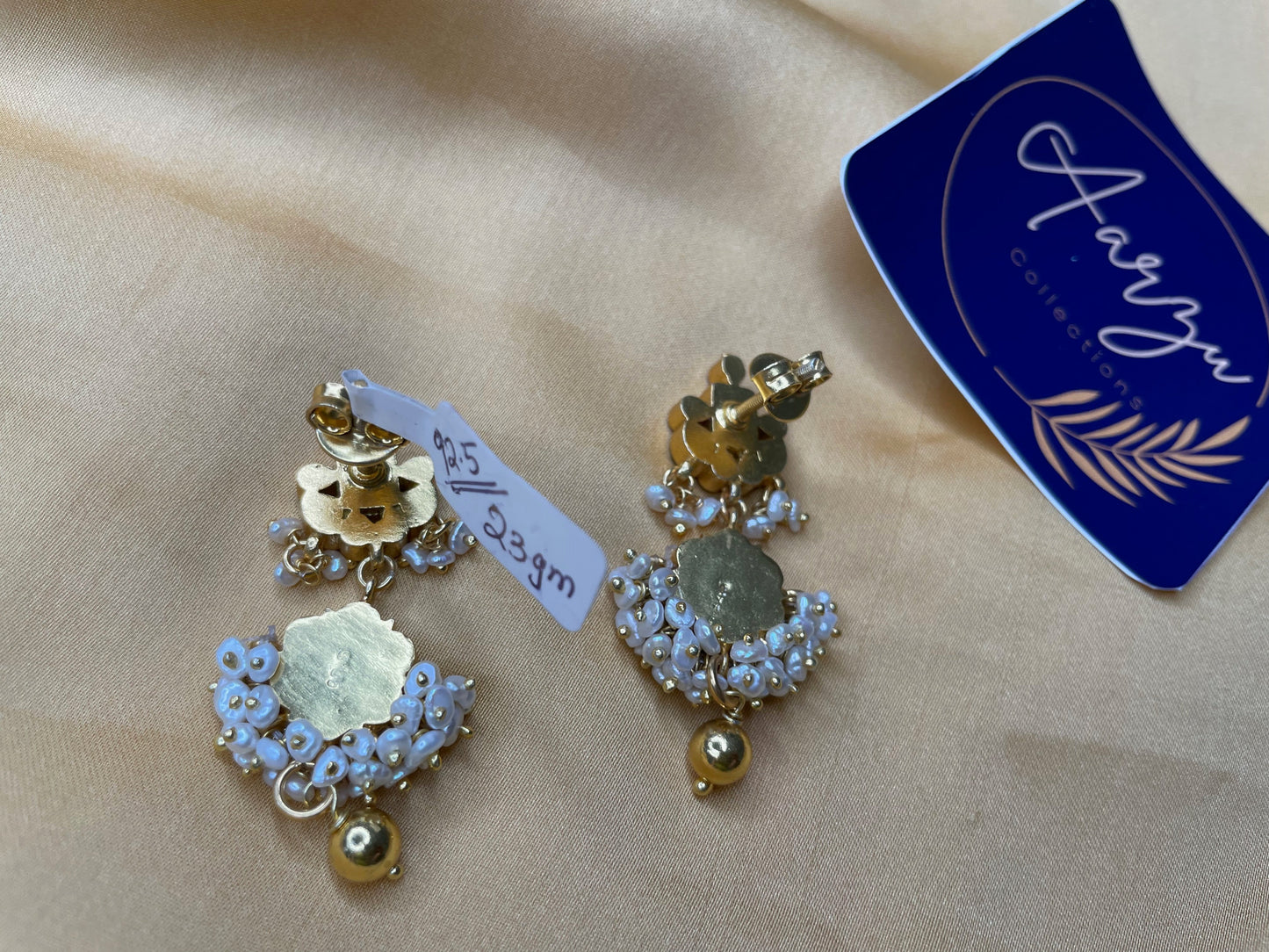 92.5 Silver Jadau Earrings - 23 g