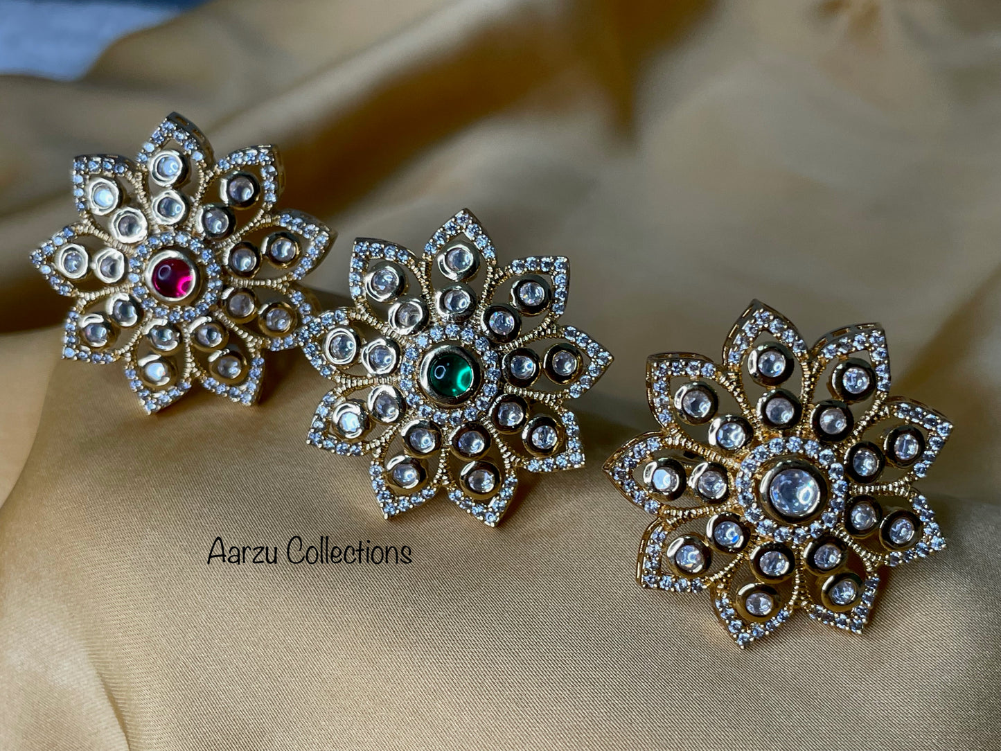 Kundan Adjustable Ring, Sold Separately