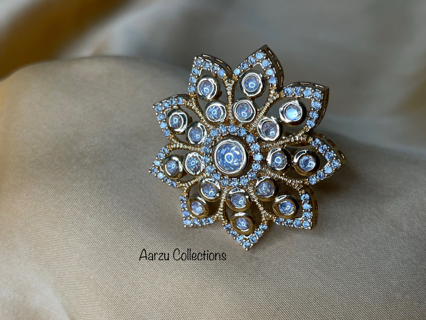 Kundan Adjustable Ring, Sold Separately