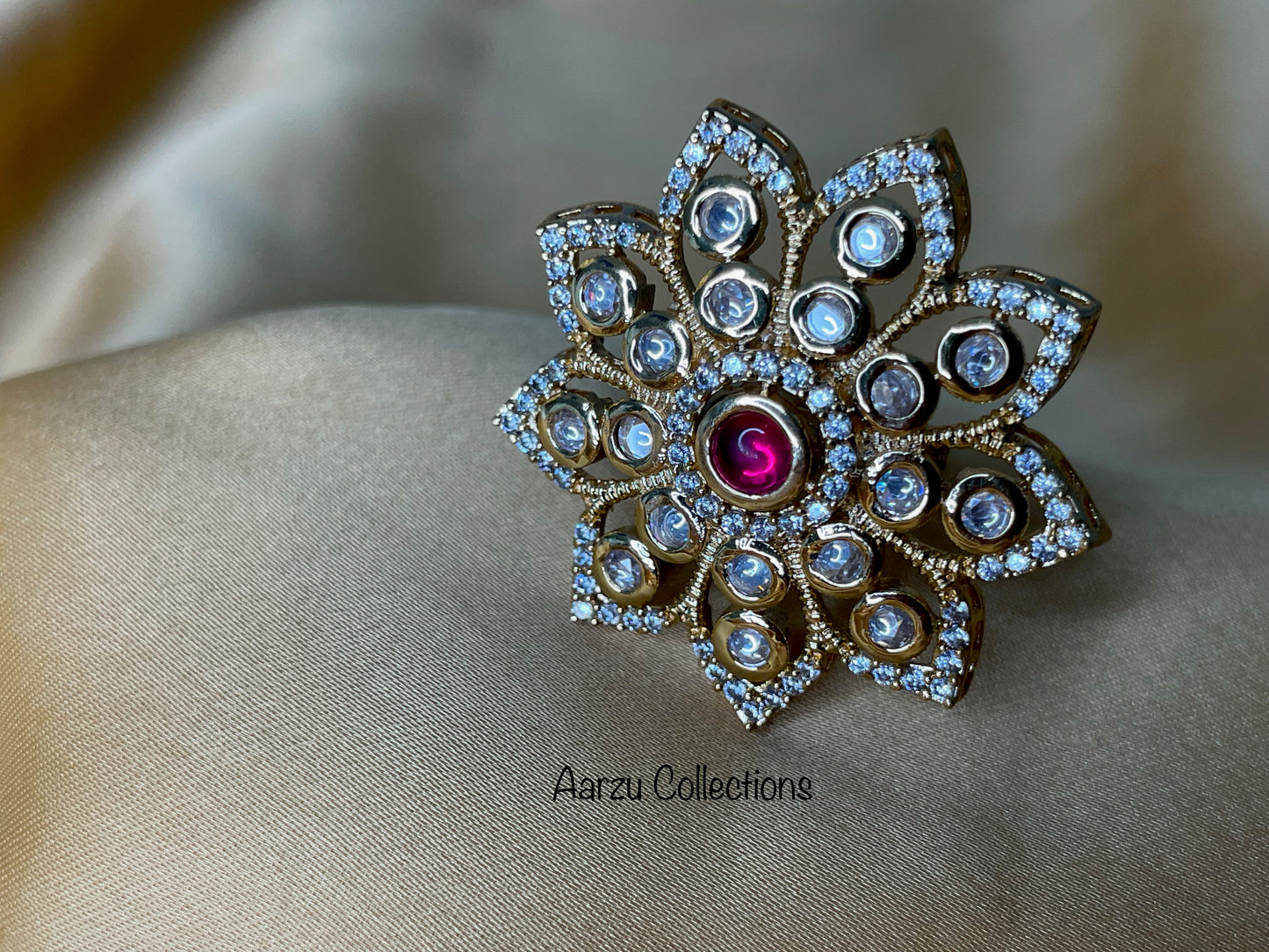Kundan Adjustable Ring, Sold Separately