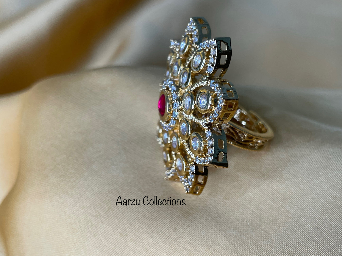 Kundan Adjustable Ring, Sold Separately