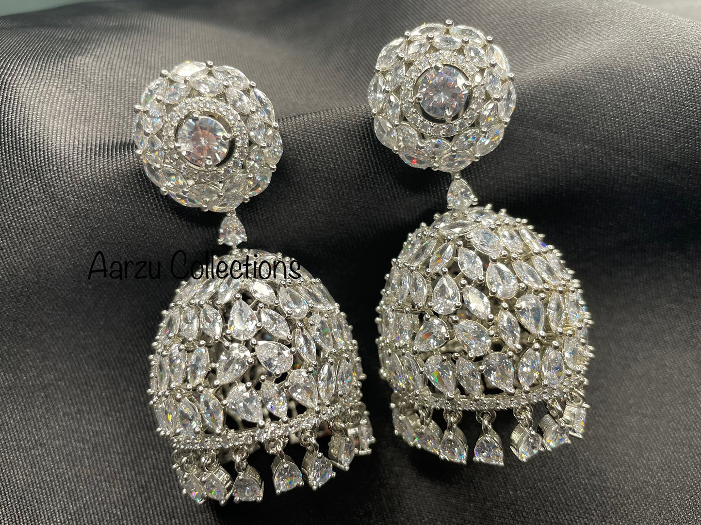 American Diamond Statement Jhumkas - Revolving Jhumka