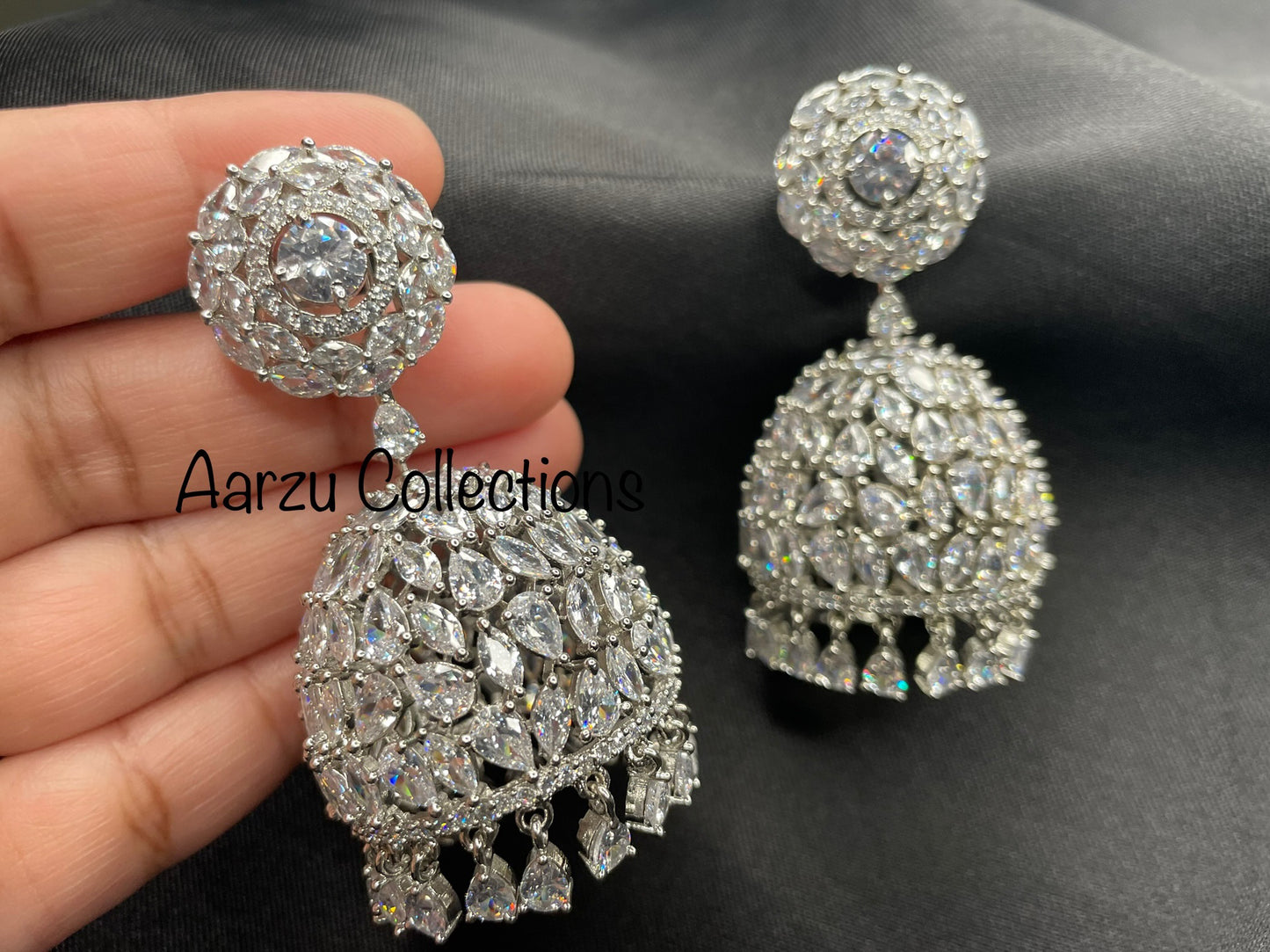 American Diamond Statement Jhumkas - Revolving Jhumka