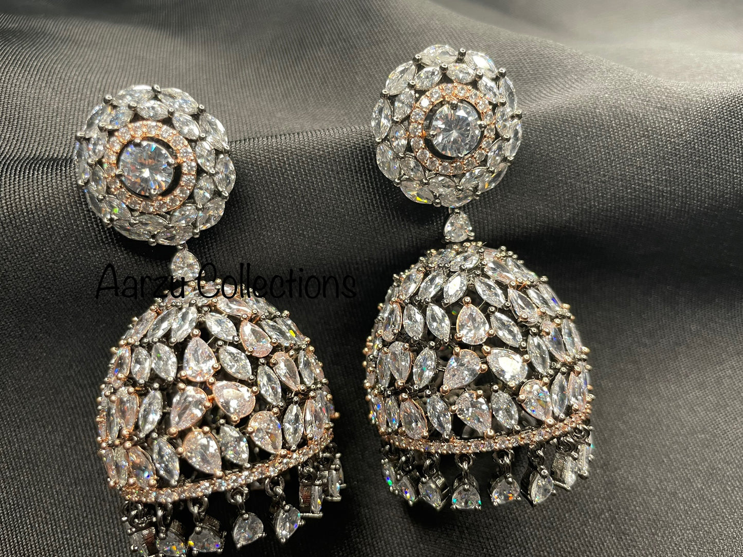 American Diamond Statement Jhumkas - Revolving Jhumka