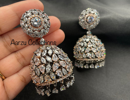American Diamond Statement Jhumkas - Revolving Jhumka