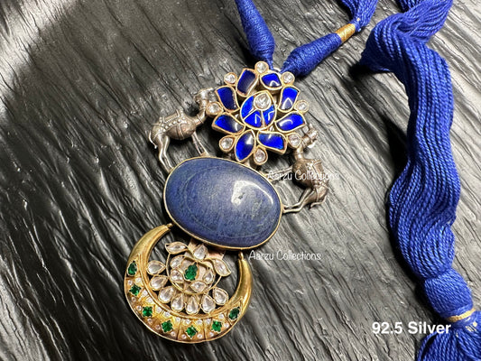 92.5 Silver Lapis Lazuli pendant with Blue Thread