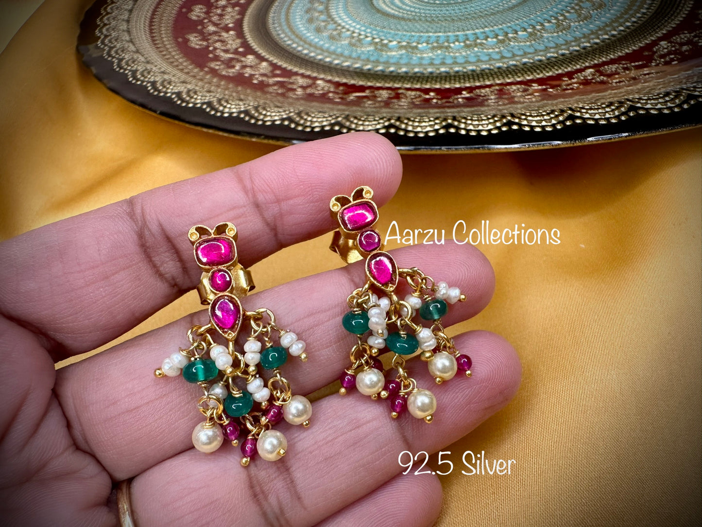 92.5 Silver dainty Kundan jadau studs