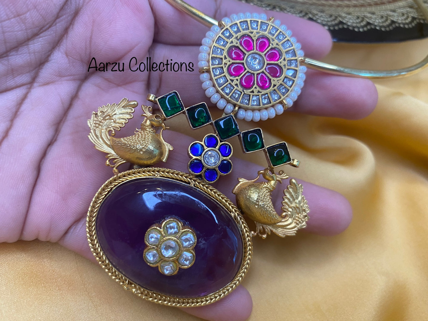 92.5 Silver Fusion collection hasli with pendant - 68 gms