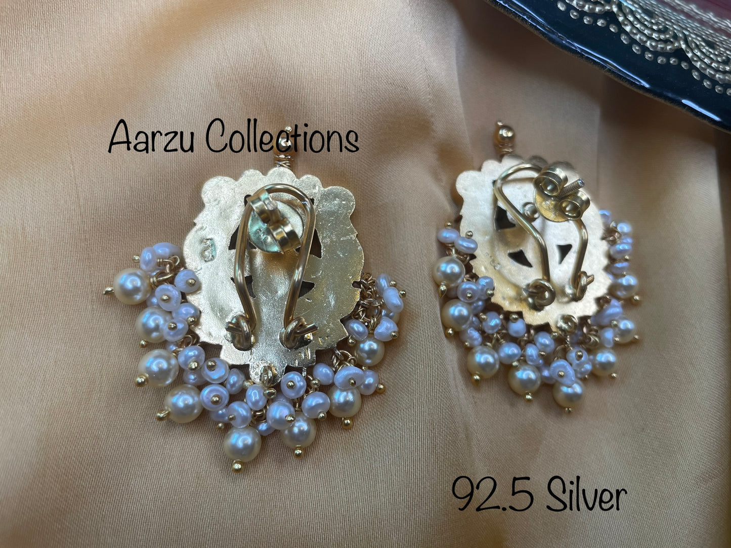 92.5 Silver base Kundan Jadau studs - 48 gms