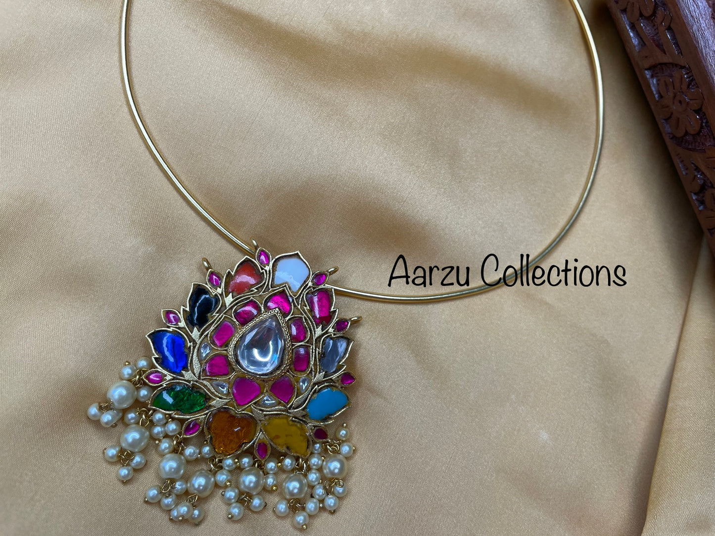 Kundan Jadau lotus Pendant - Navrathan
