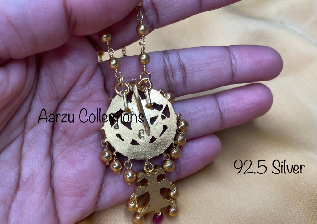 92.5 Silver base Kundan Jadau pendant - 21 gms