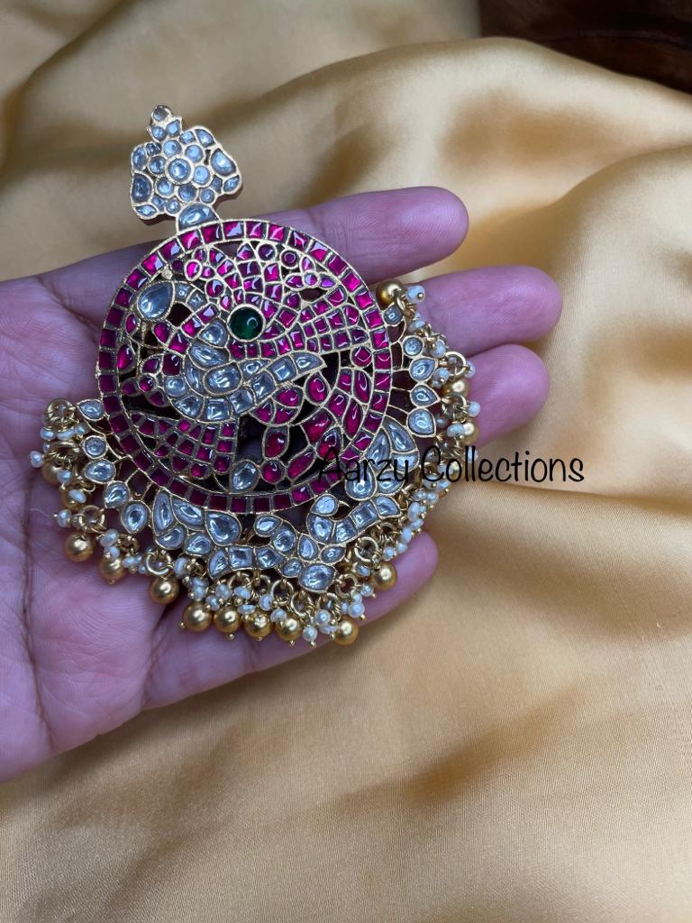 92.5 Silver Kundan Jadau Pendant - 70 gms