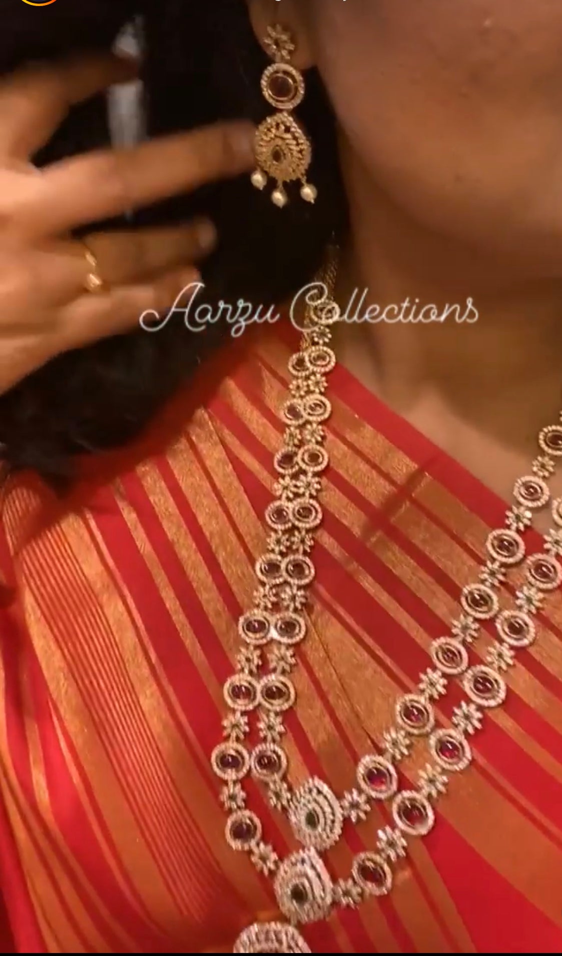 Premium quality Cubic Zirconia and Kemp long Necklace with Earrings