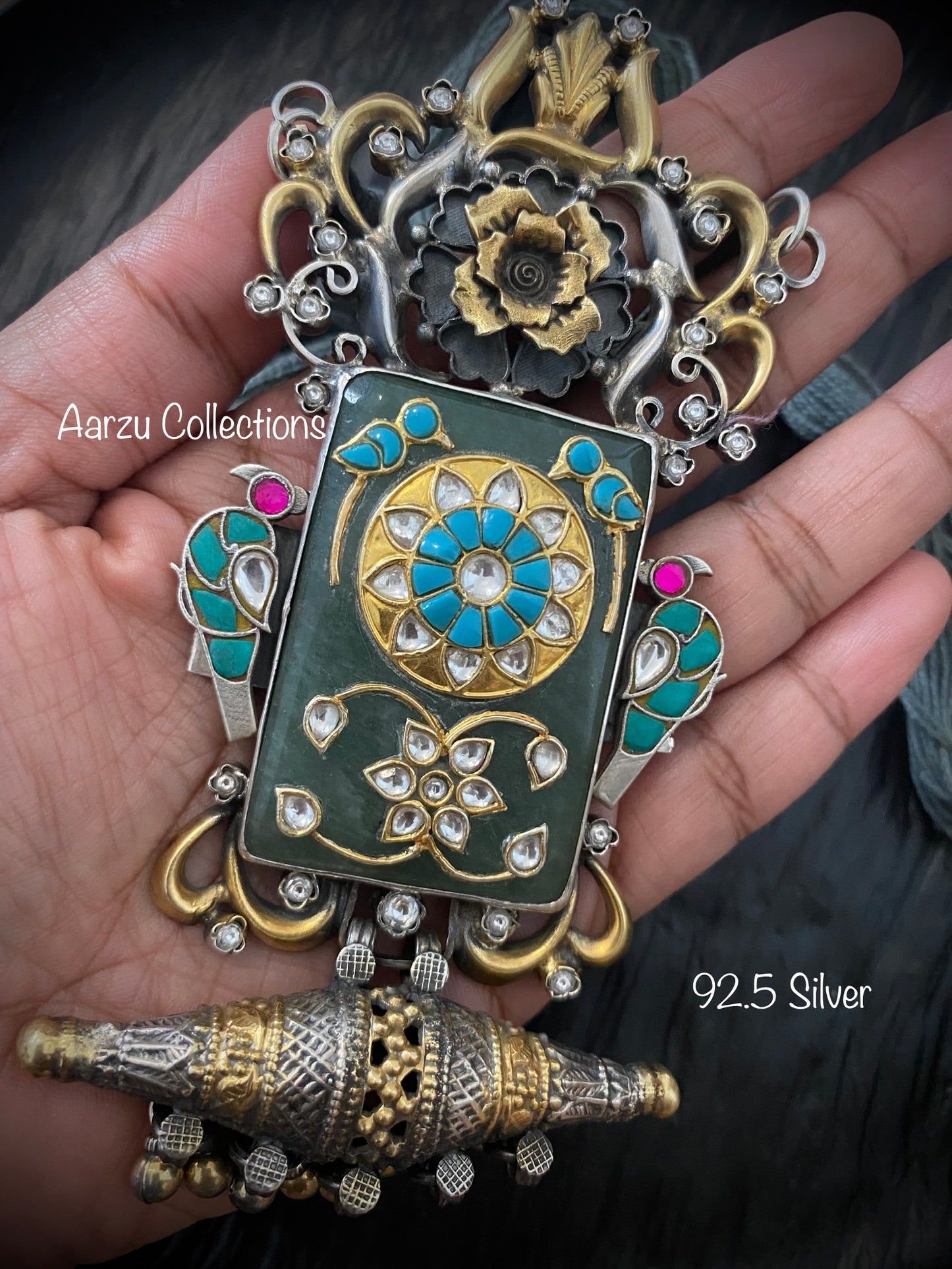 92.5 Silver stone inlay fusion necklace