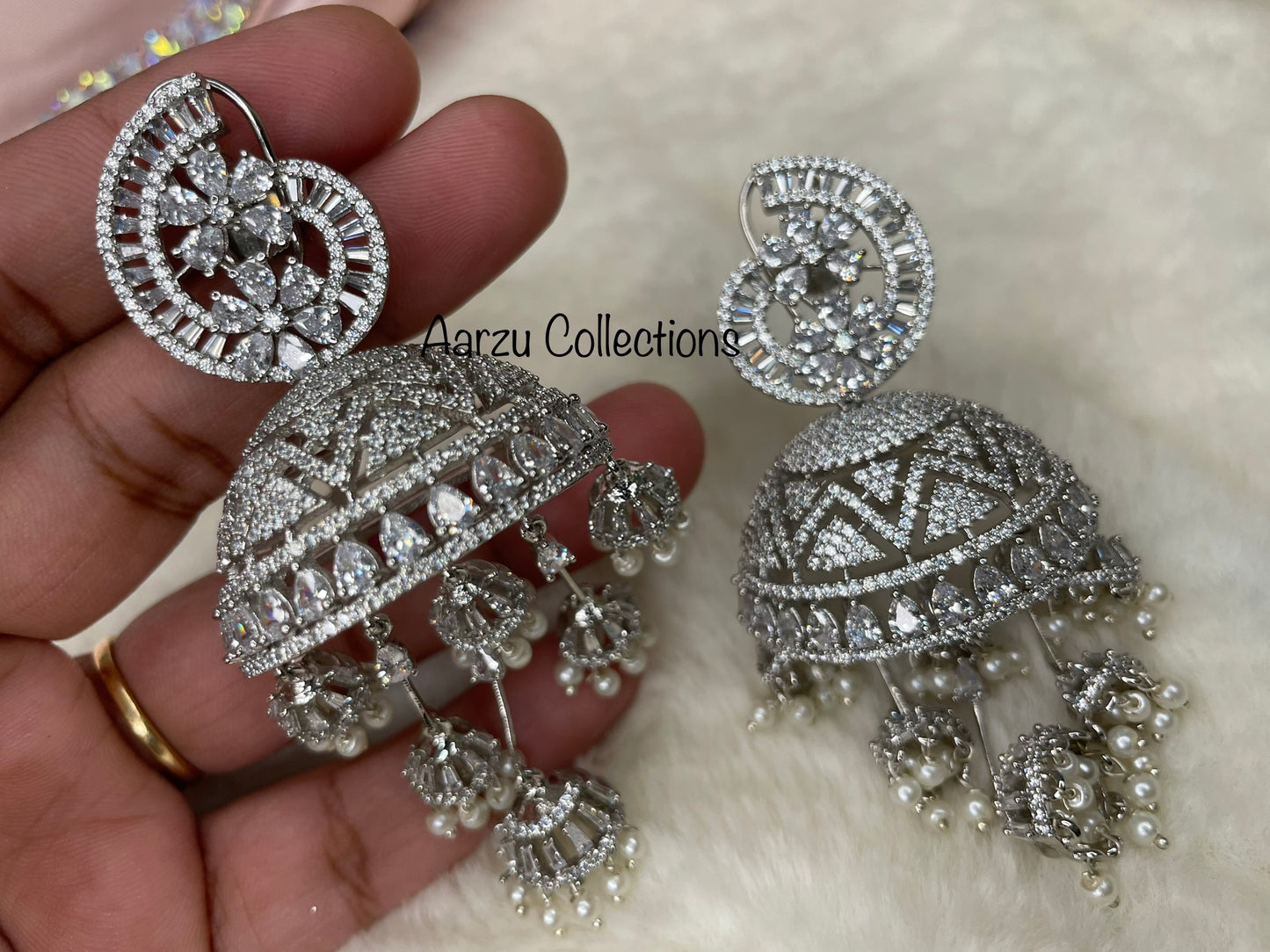 American Diamond Statement Jhumkas