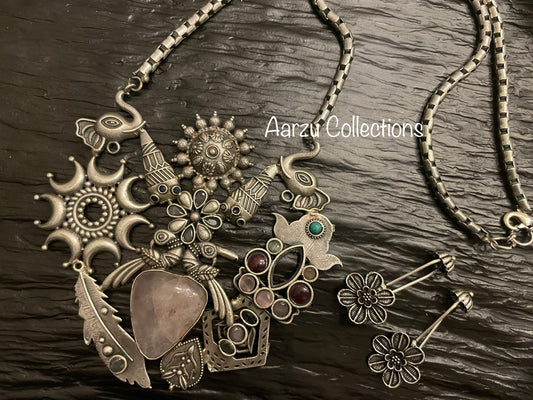 German Silver Fusion Necklace with complimentary ear wear