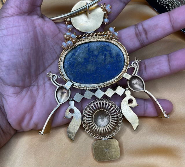 92.5 Silver Pendant with lapis lazuli precious stone - fusion collection