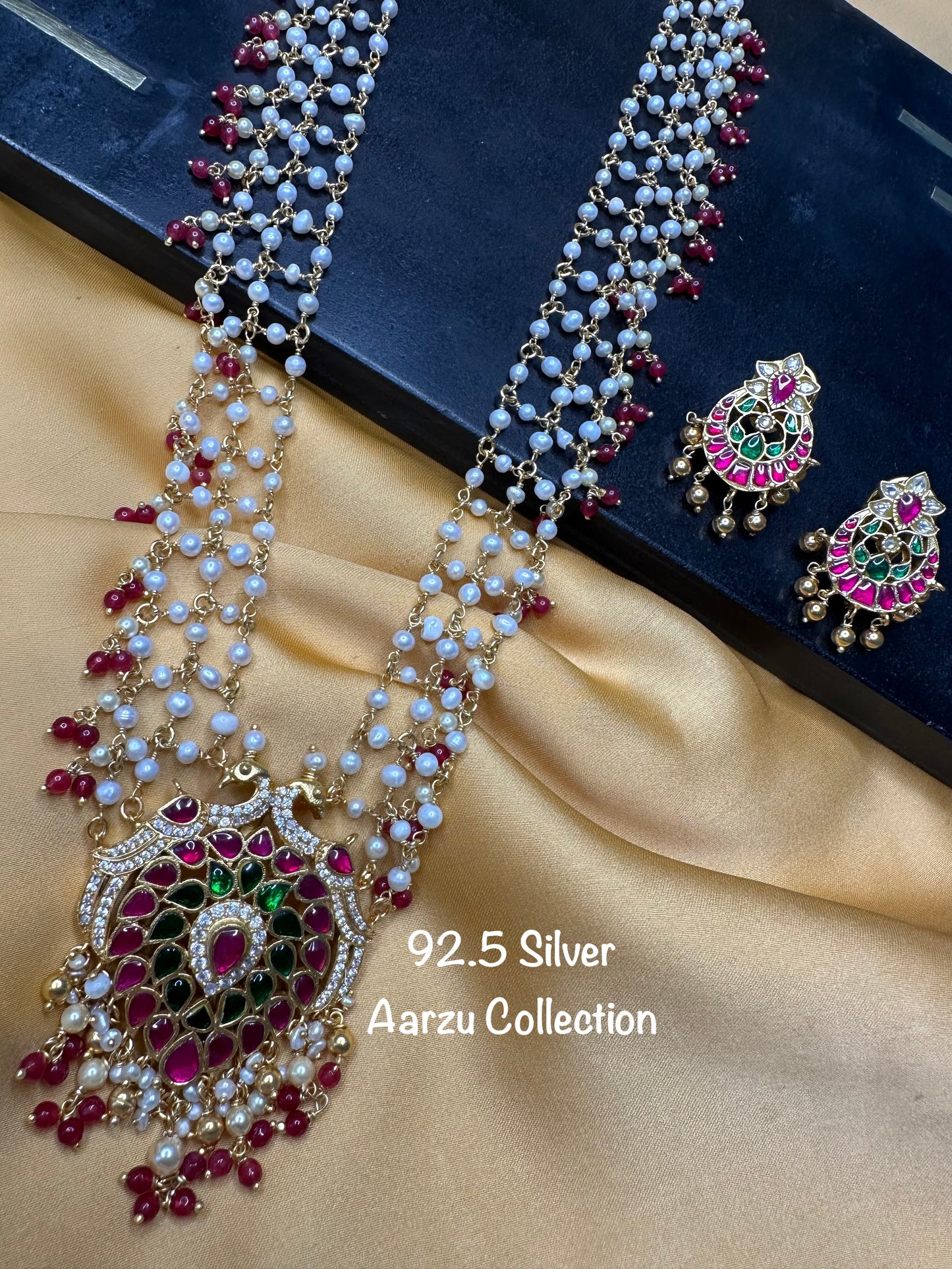 92.5 Silver base Kundan Jadau necklace set