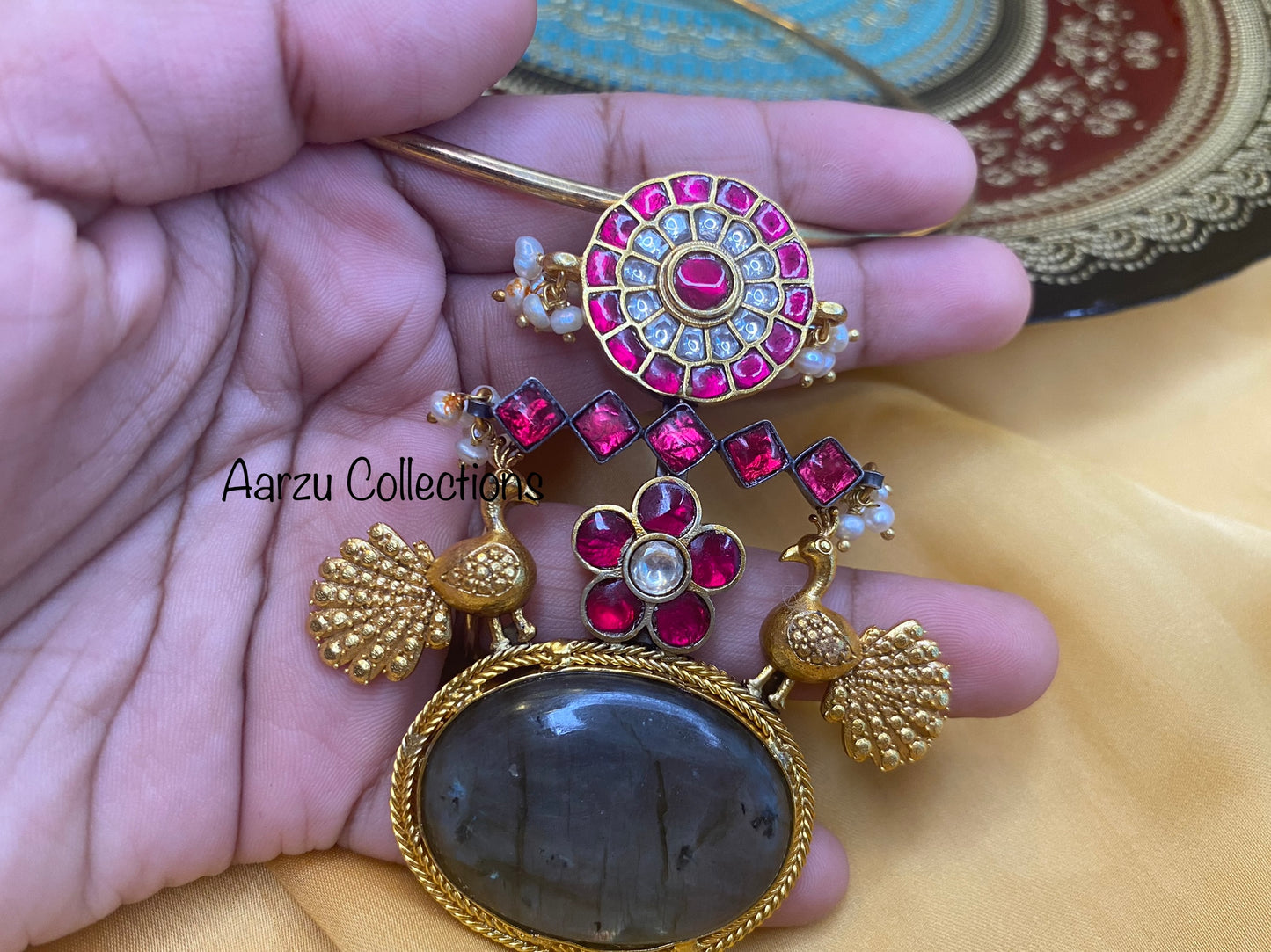 92.5 Silver Fusion collection hasli with pendant - 68 gms