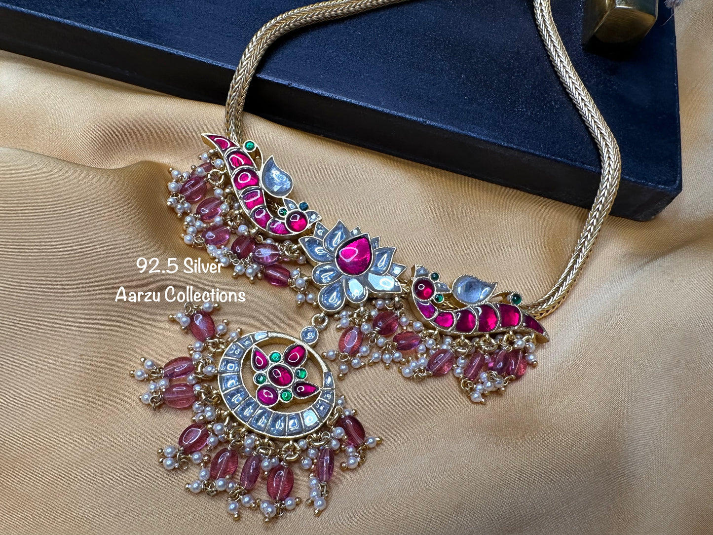 92.5 Silver base Kundan Jadau necklace