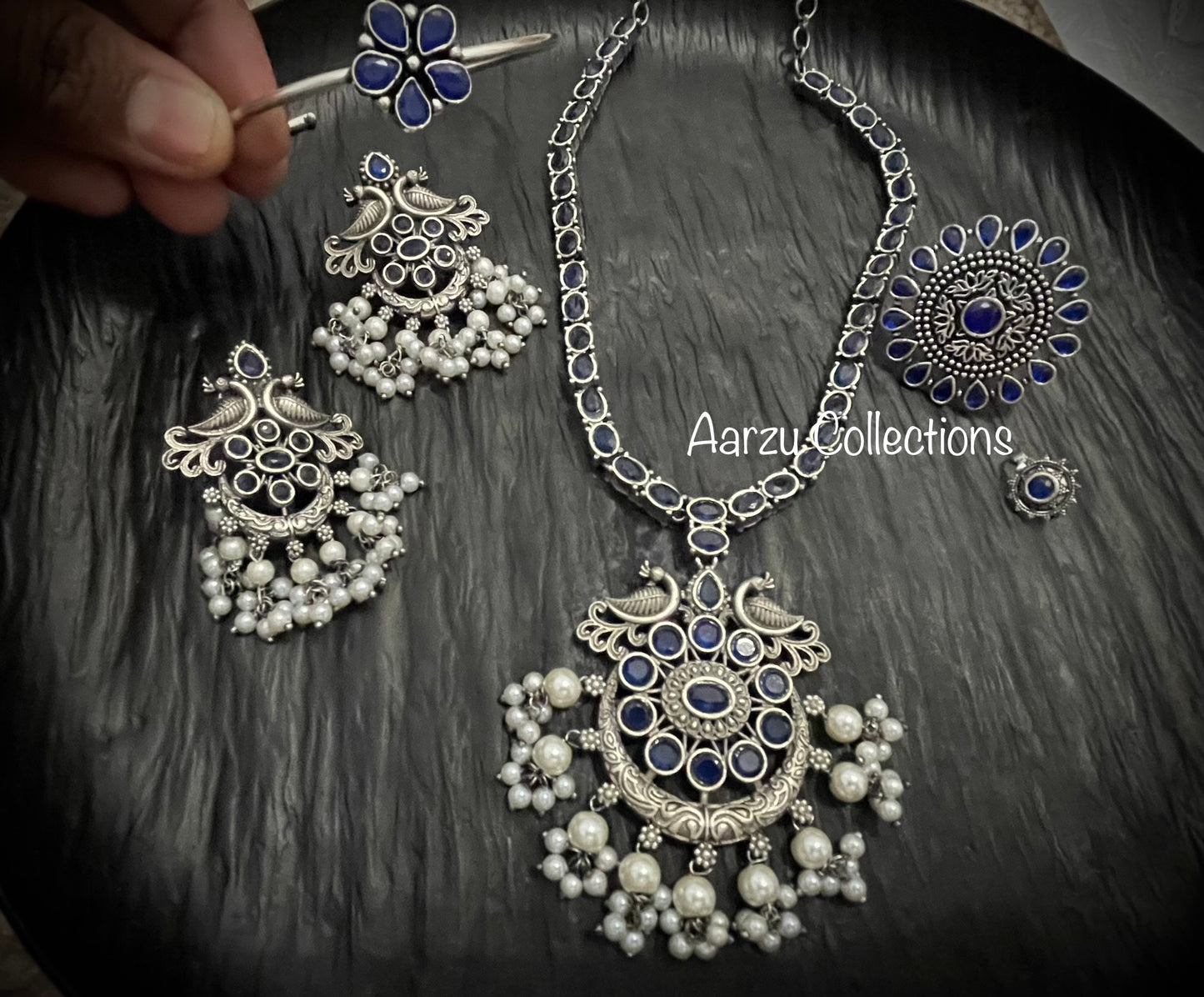 German Silver 5 pc Necklace set - pink