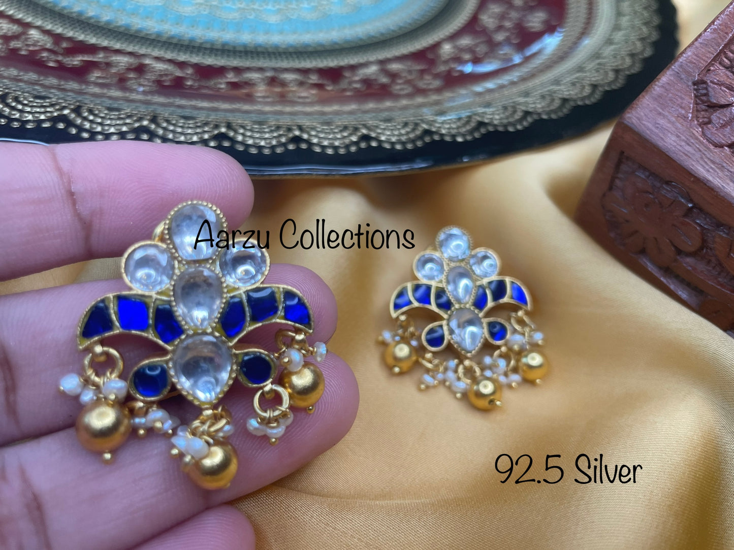 92.5 Silver base Kundan Jadau studs - 24 gms