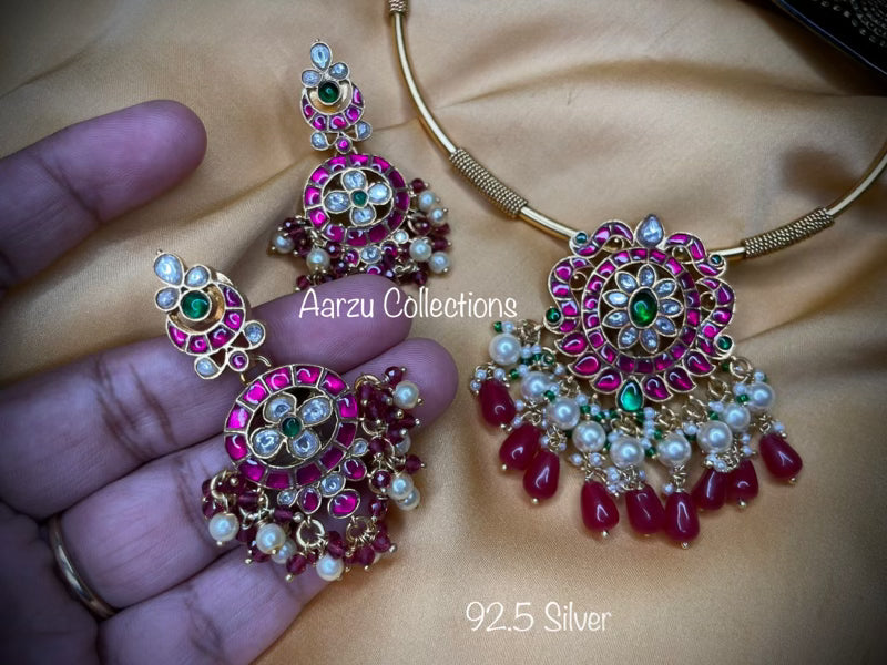 92.5 Silver Jadau Earrings - 35 g