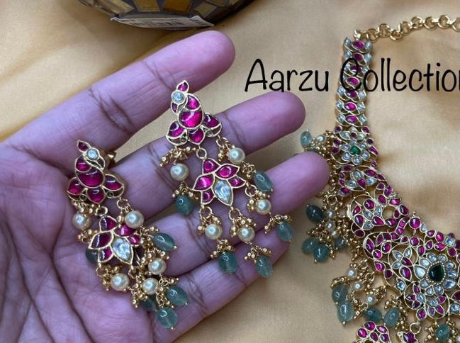 92.5 Silver base Kundan Jadau earrings