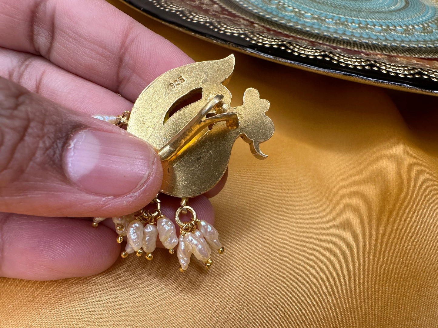 92.5 Silver kundan jadau dainty pendant