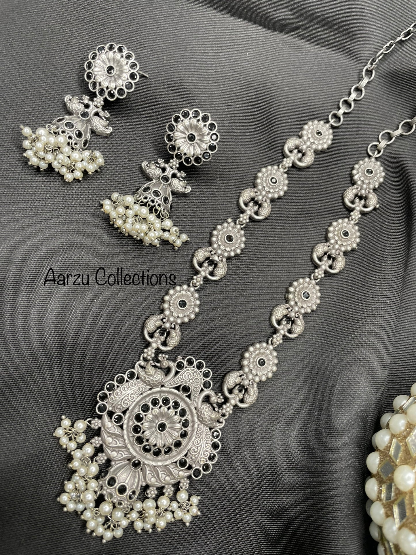 German Silver Necklace Set - Black
