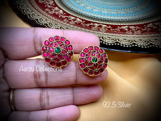 92.5 Silver Kundan jadau studs - 16 gms