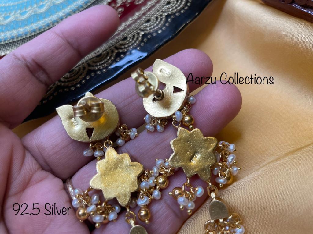 92.5 Silver base Kundan Jadau earrings - 31 gms