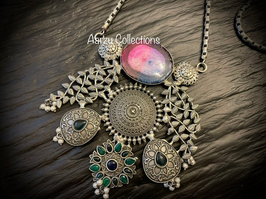 German Silver Fusion Necklace with complimentary ear wear