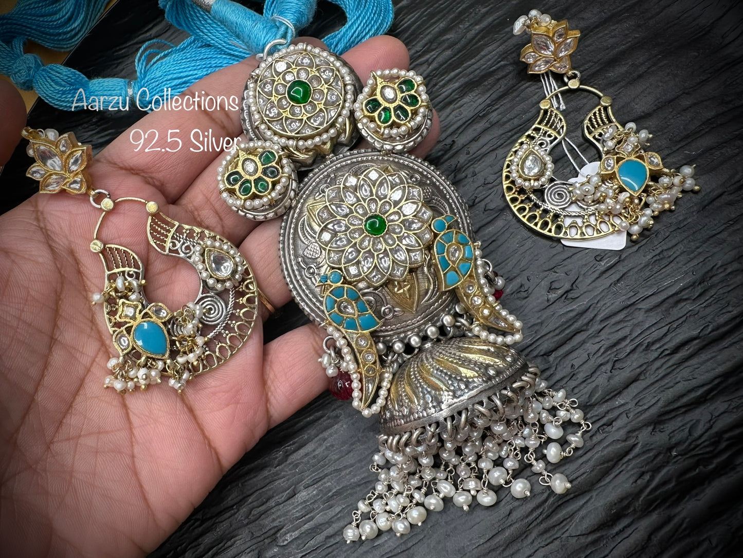 92.5 Silver fusion pendant with earrings