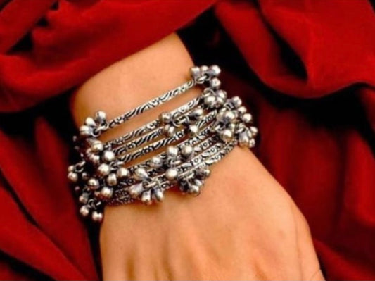 German Silver ghunguroo bangles - set of 4