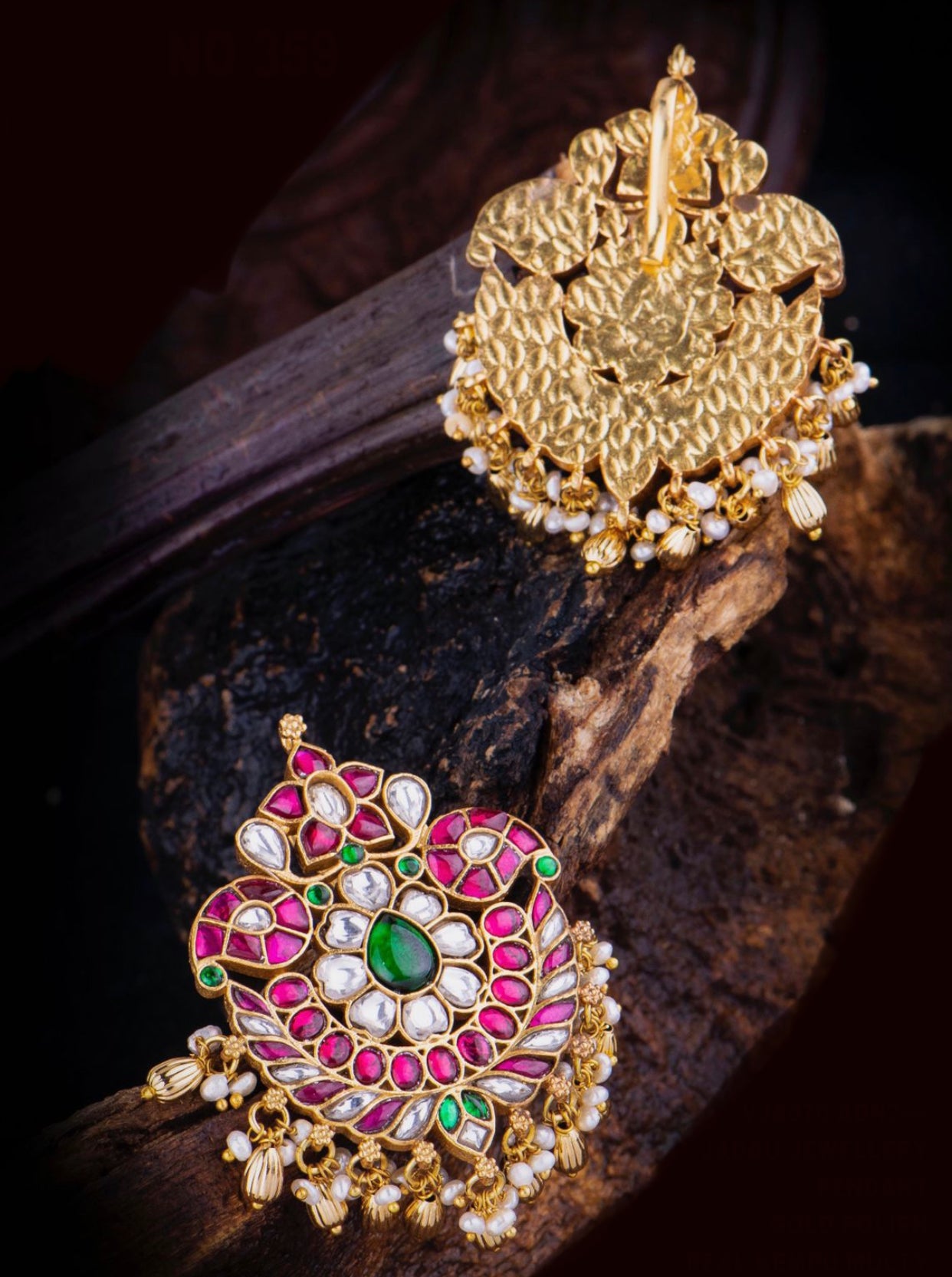 Kundan Jadau Pendant - Ruby, Green and White