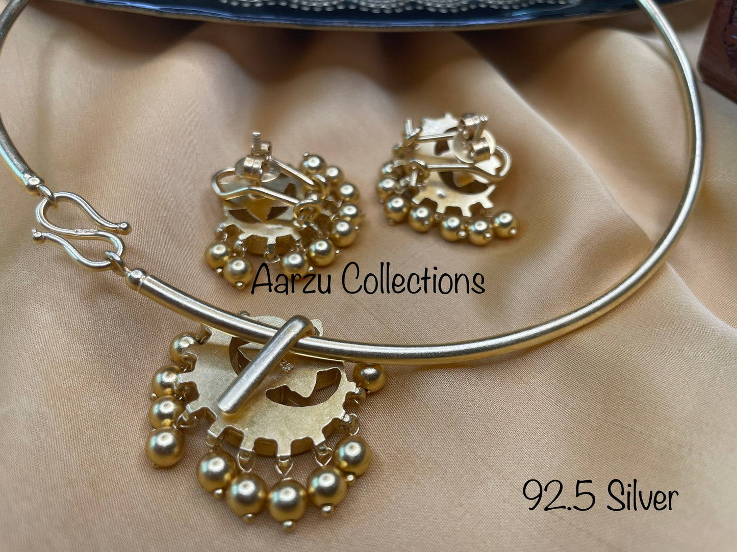 92.5 Silver Kundan Jadau pendant set - 37 g