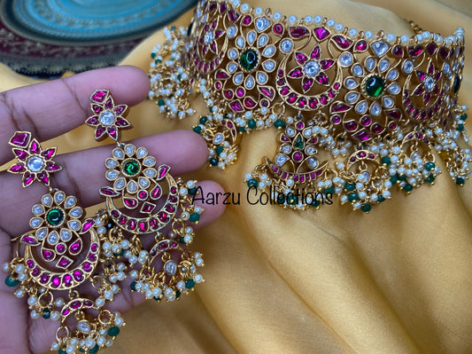 Kundan Jadau Statement Choker with Earrings
