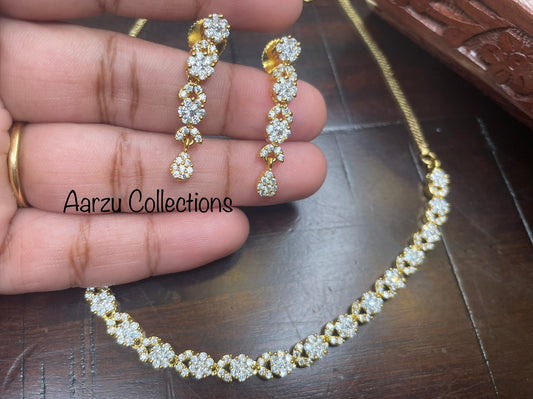 Contemporary American Diamond Necklace and Earrings Set