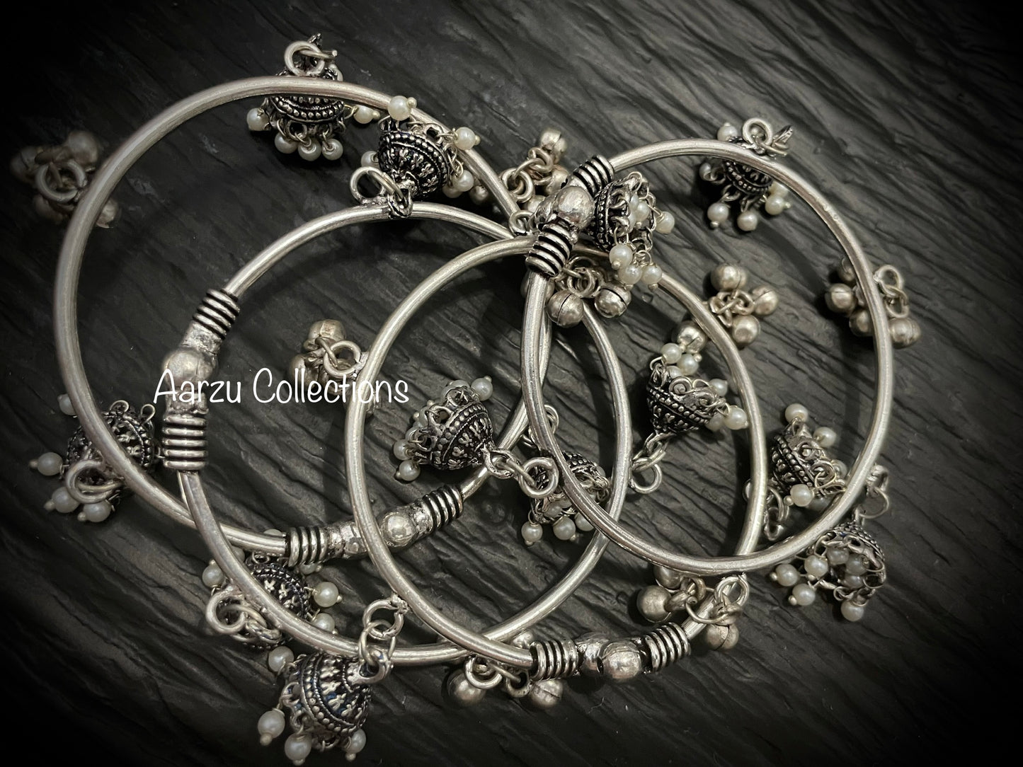 German Silver jhumkie bangles - set of 4