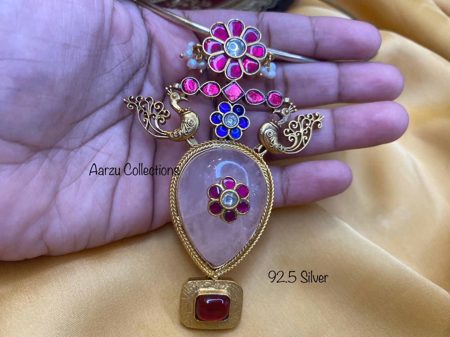 92.5 Silver Fusion collection hasli with pendant - 73 gms