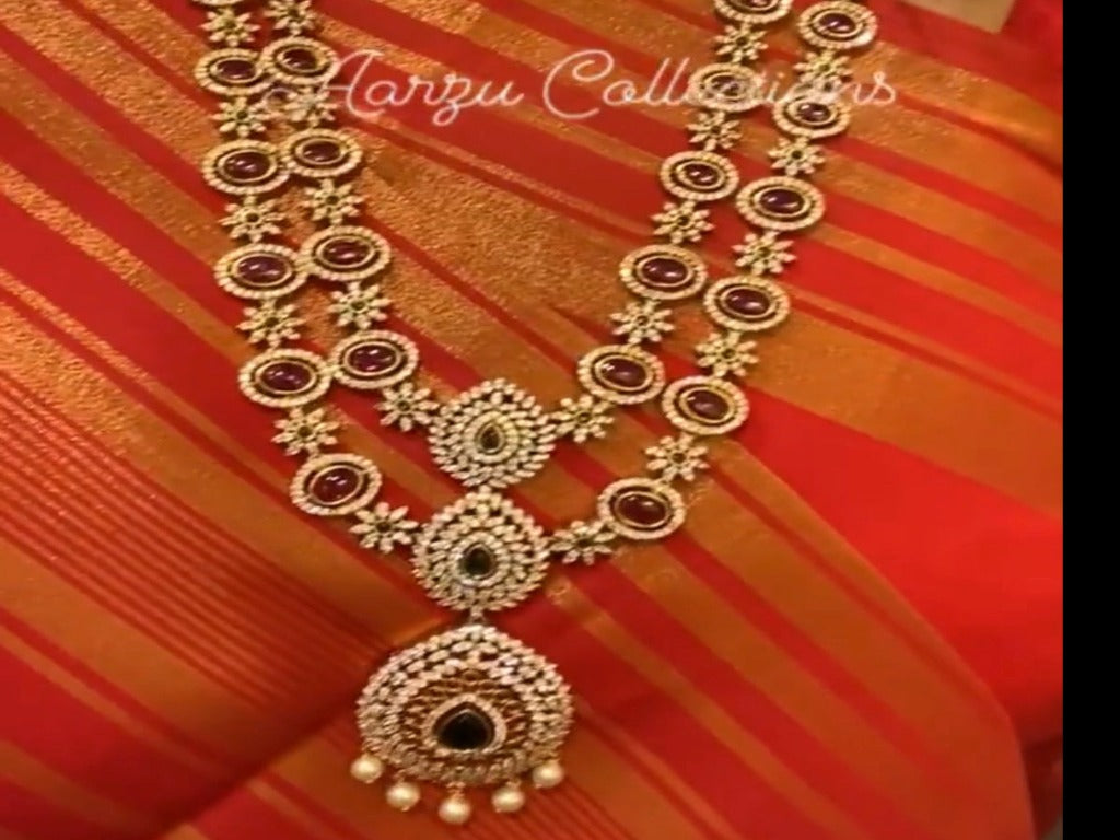 Premium quality Cubic Zirconia and Kemp long Necklace with Earrings