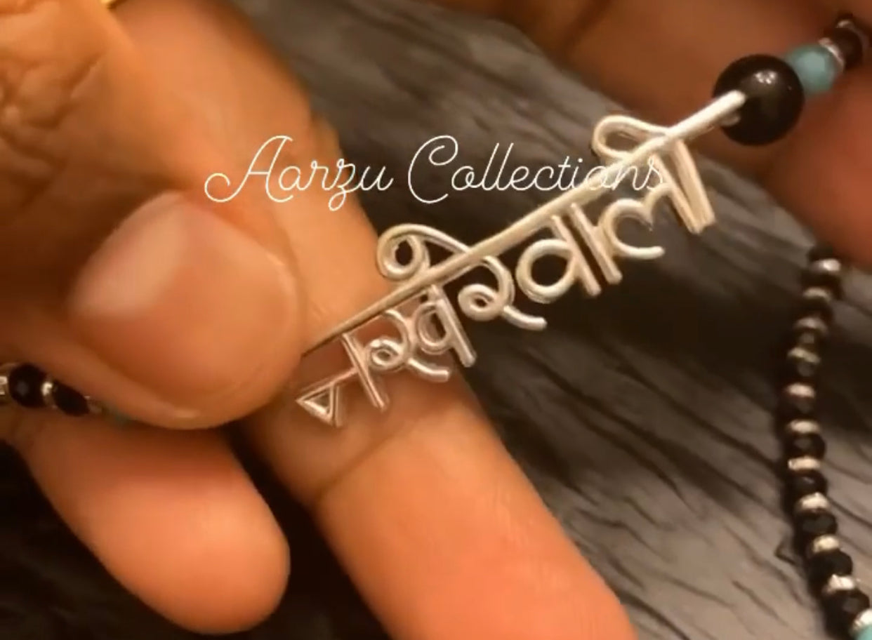 92.5 Silver Black bead anklet - 8 gms each